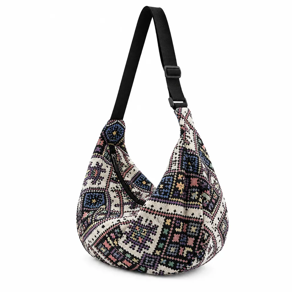 Ethnic Jacquard Hobo Bag