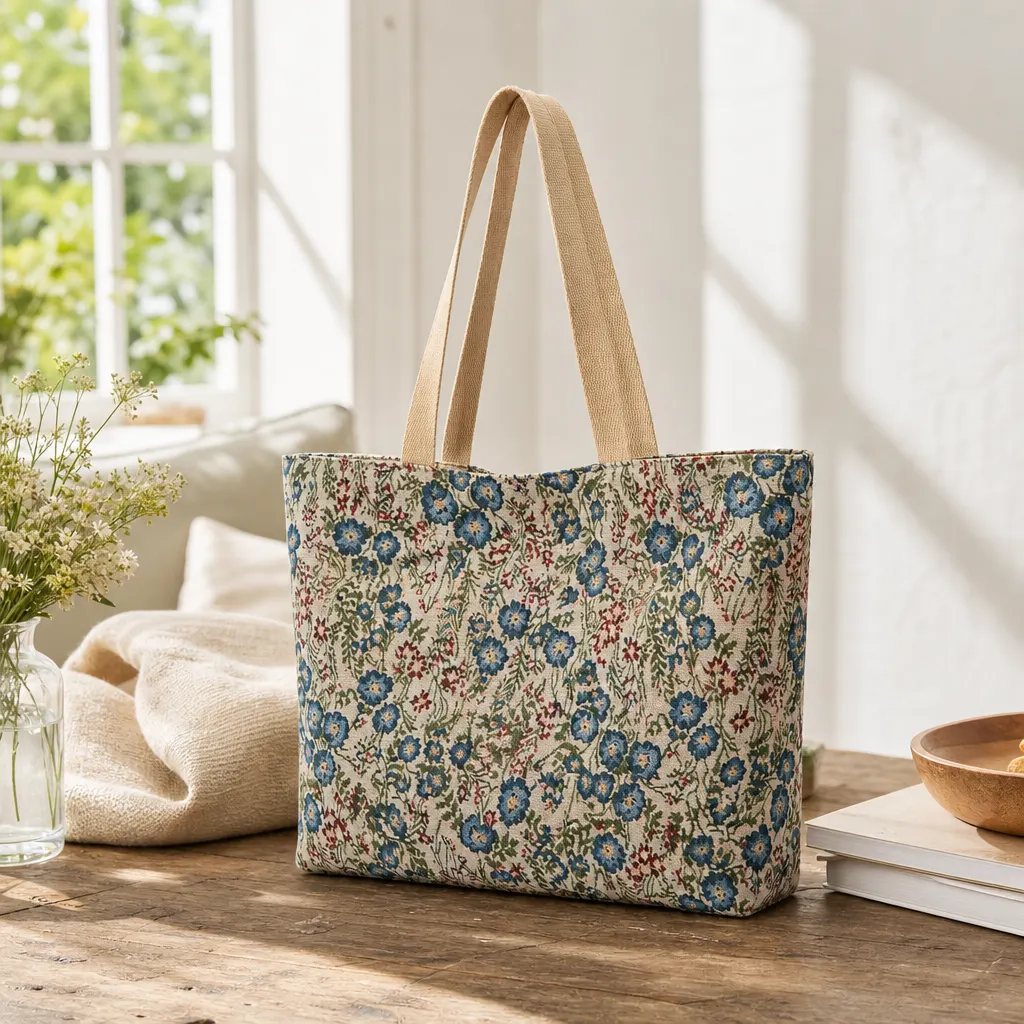 Floral Jacquard Canvas Tote styled scene