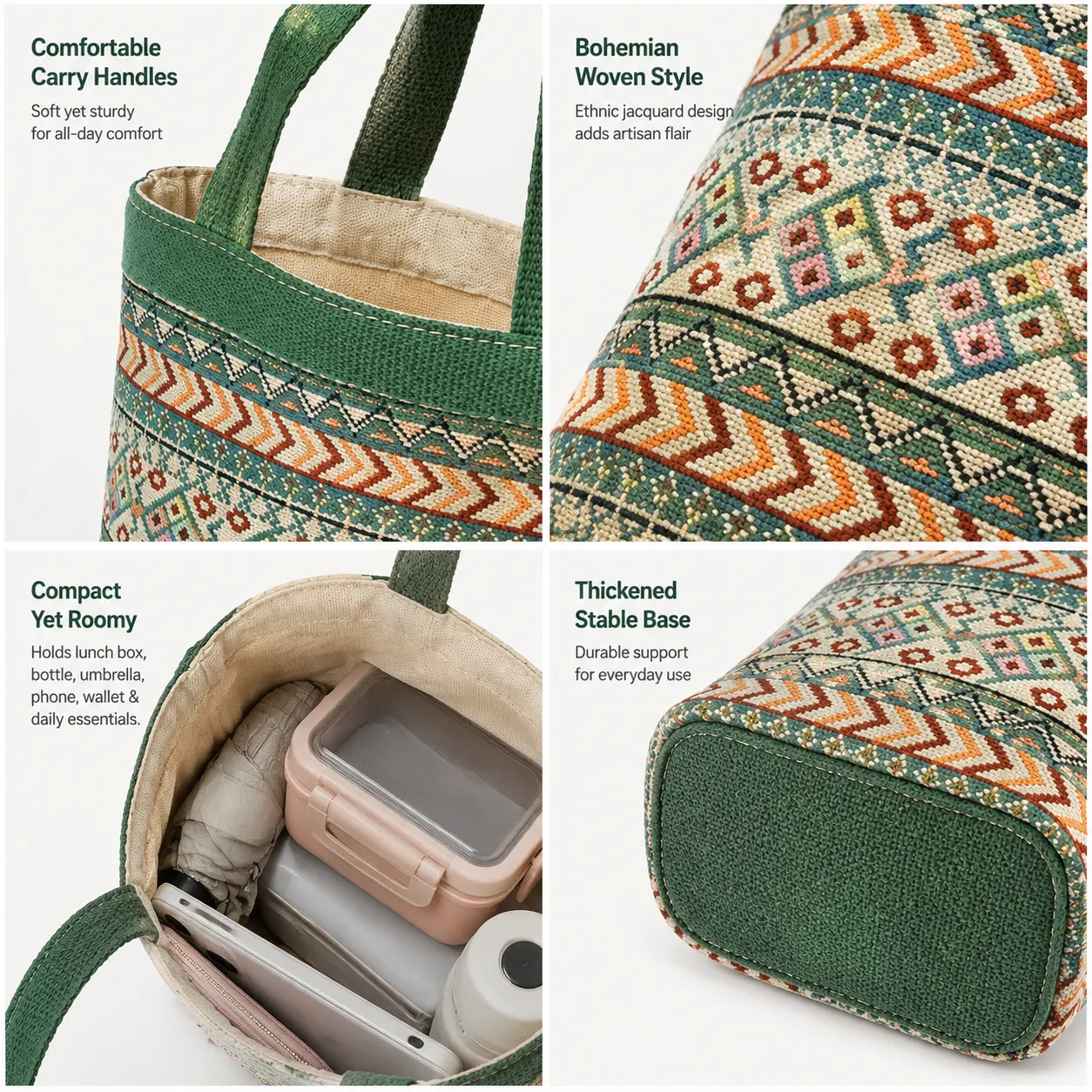 Handcrafted Jacquard Bucket Tote