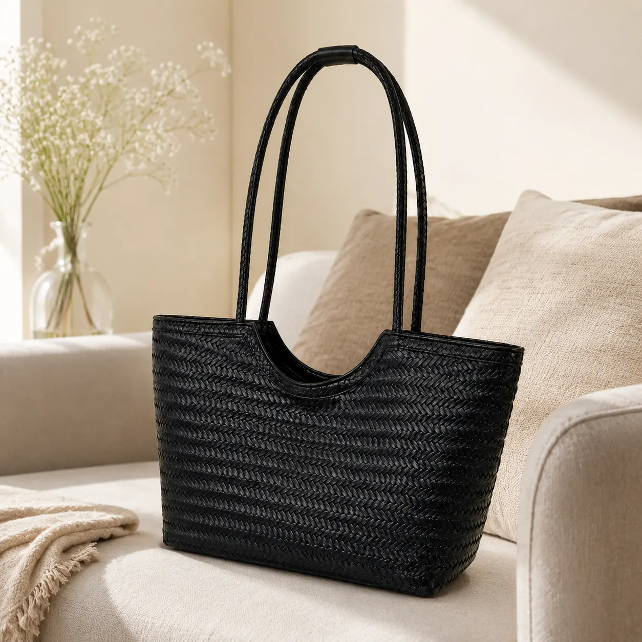 Chic Woven French Tote styled scene